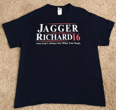 The Rolling Stones Jagger Richards 2016 RARE Misprint Men's Navy Blue T-Shirt XL