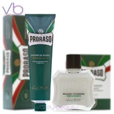 PRORASO Green Shaving Cream + Aftershave Balm - Eucalyptus Oil, Menthol, Italy