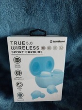 SoundBound True Wireless 5.0 Rubberized Sports Earbuds NEW Blue 