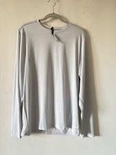 Vuori Mens Long Sleeve Current Tech Tee Frost Grey Size Large