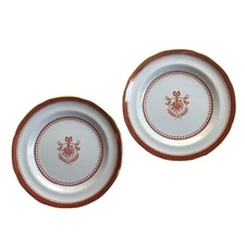 Spode Copeland Newburyport Red Dessert Plate 6”. Set Of 2 /England Vintage 3360