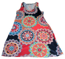 Coeur De Vague Womens Sleeveless Dress Size S Floral V-Neck Pockets Hippie Mod