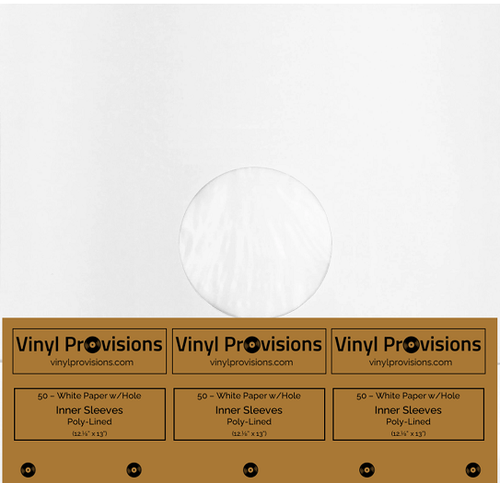 12 White Paper Record Inner Sleeves x 25