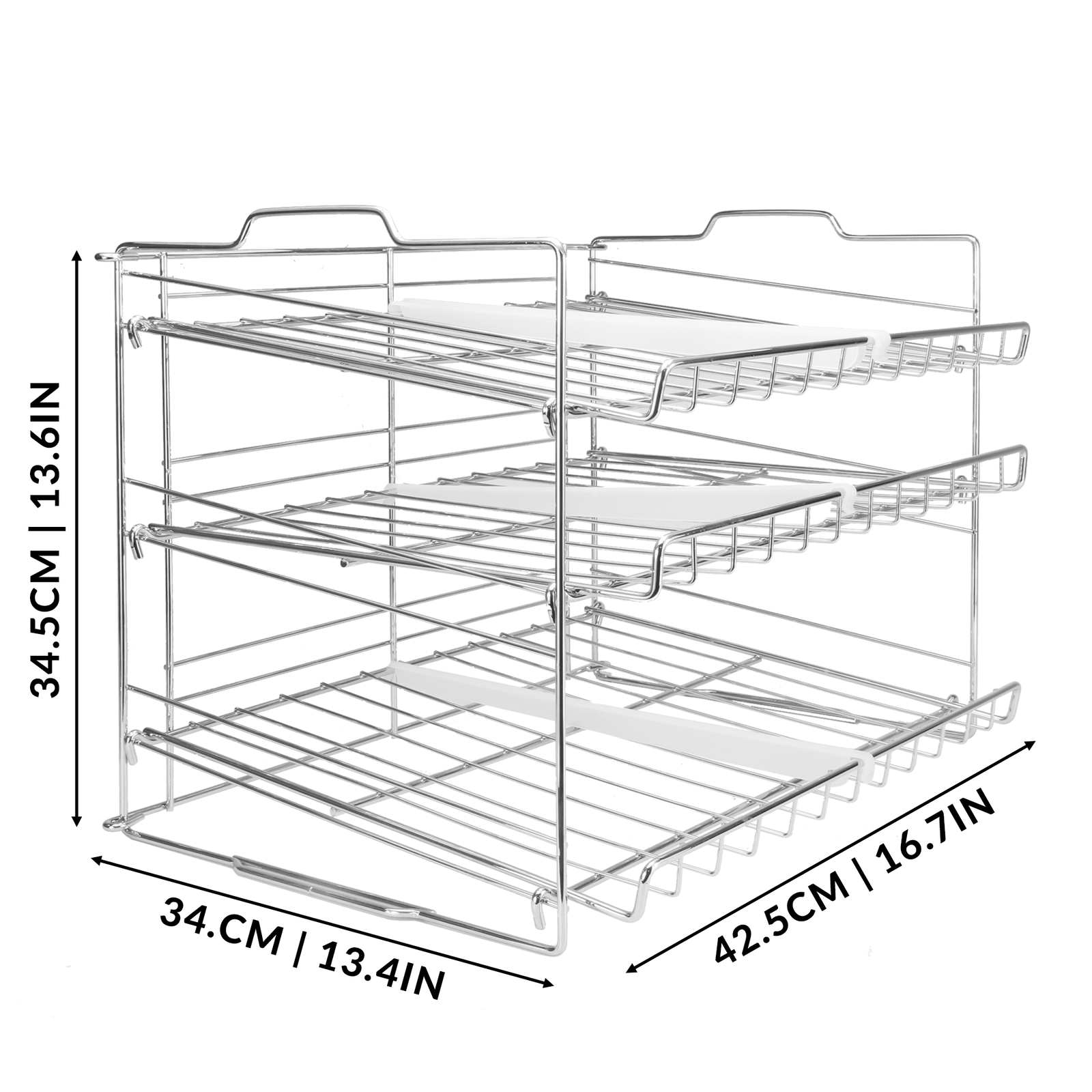Can Rack 3 Tier Steel Wire Kitchen Cupboard Shelf Organiser 6 Dividers