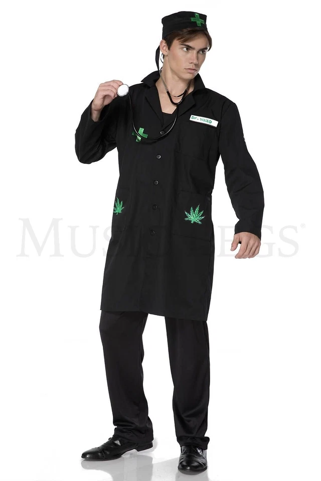 Green Leaf Doctor 3 Pc Halloween Cosplay Black Men's Costume Set Size XL - Image 3 of 4