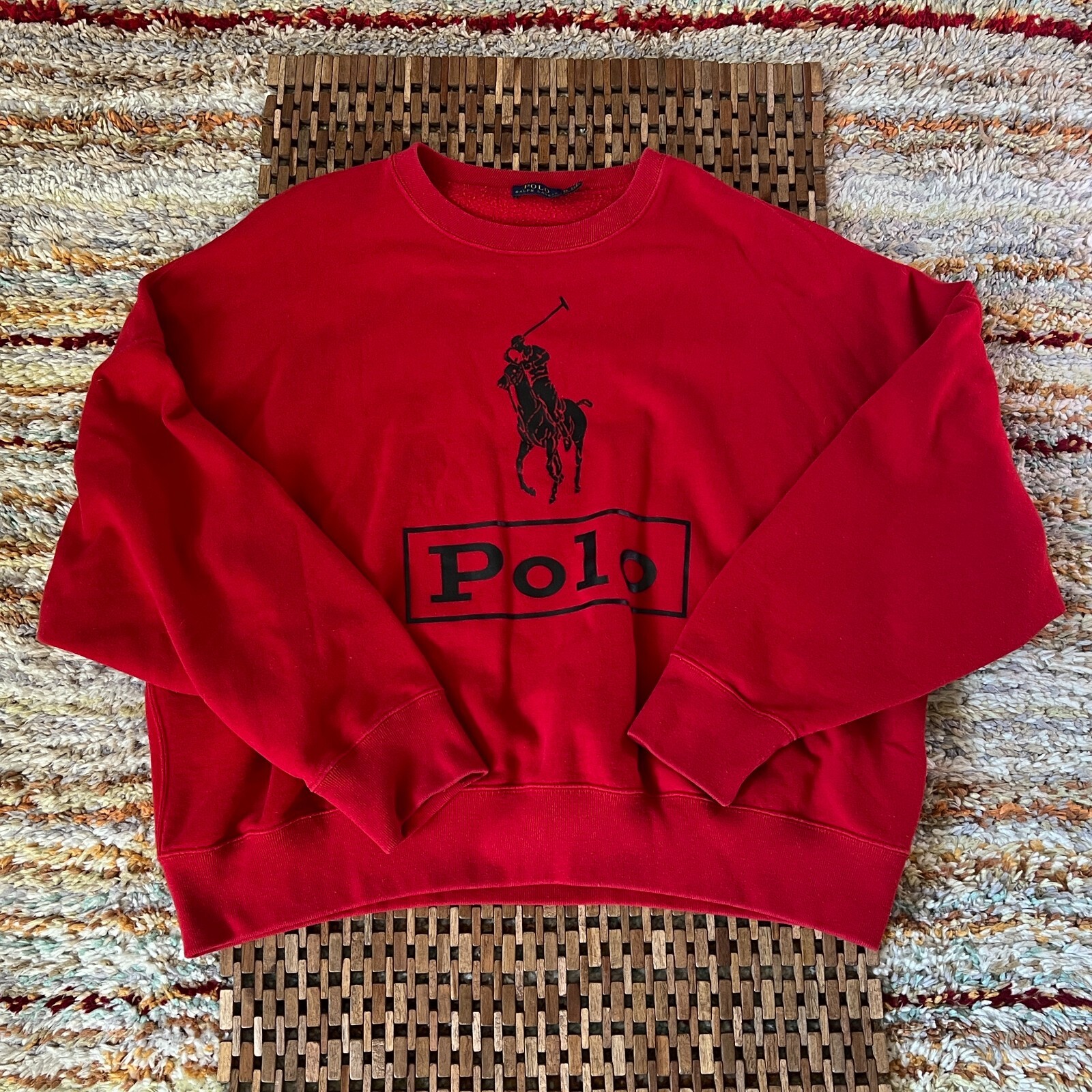 Polo Ralph Lauren Big Pony Felpa Rossa Girocollo Uomo XL