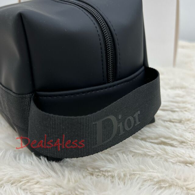 DIOR Pouch Toiletry Bag Double Zippered Travel Case Lined Cosmetic 