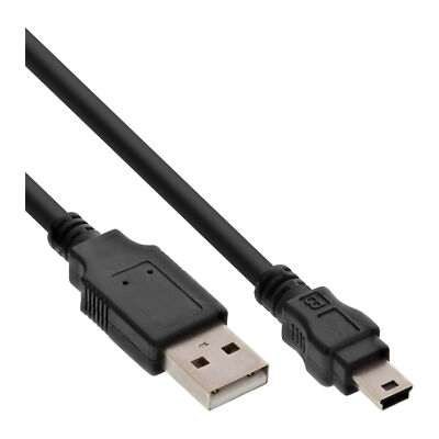 InLine  USB 2.0 Mini-Kabel, USB A ST an Mini-B ST (5pol.), schwarz, 0,3m