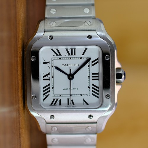 Cartier Santos Silver Dial Medium Steel 