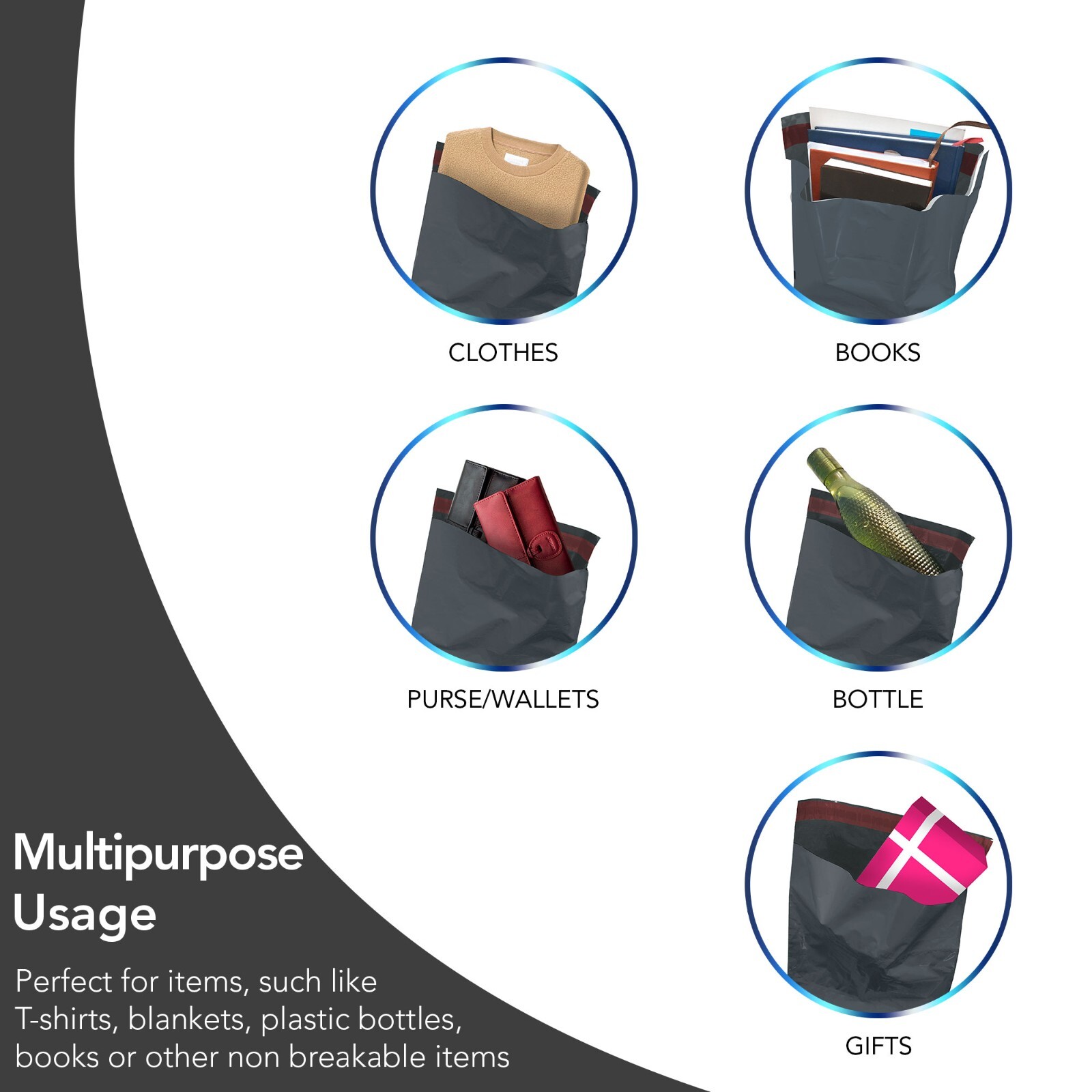 100 Parcel Bags Small to Large Size Poly Postal Mailing Bags Postage