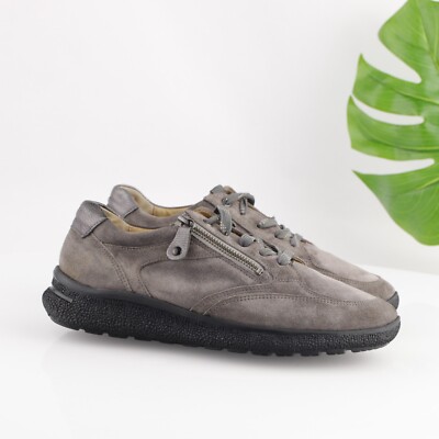 Hartjes Womens Rap Shoes Size 8.5 Gray Suede Walking Zip Sneaker Casual Comfort