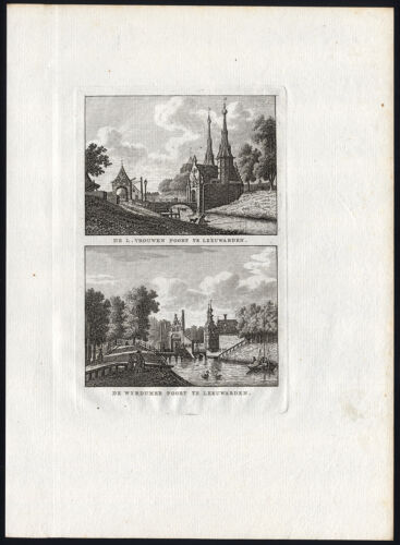 Imprimé antique-LEEUWARDEN-CITY GATES-FRISE-PAYS-BAS-Bendorp-Bulthuis-1790 - Photo 1/1