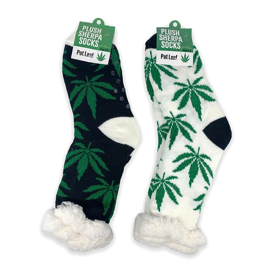 SAOLA DUE PAIA calzini Sherpa peluche unisex con suola antiscivolo fondo FOGLIA VASO