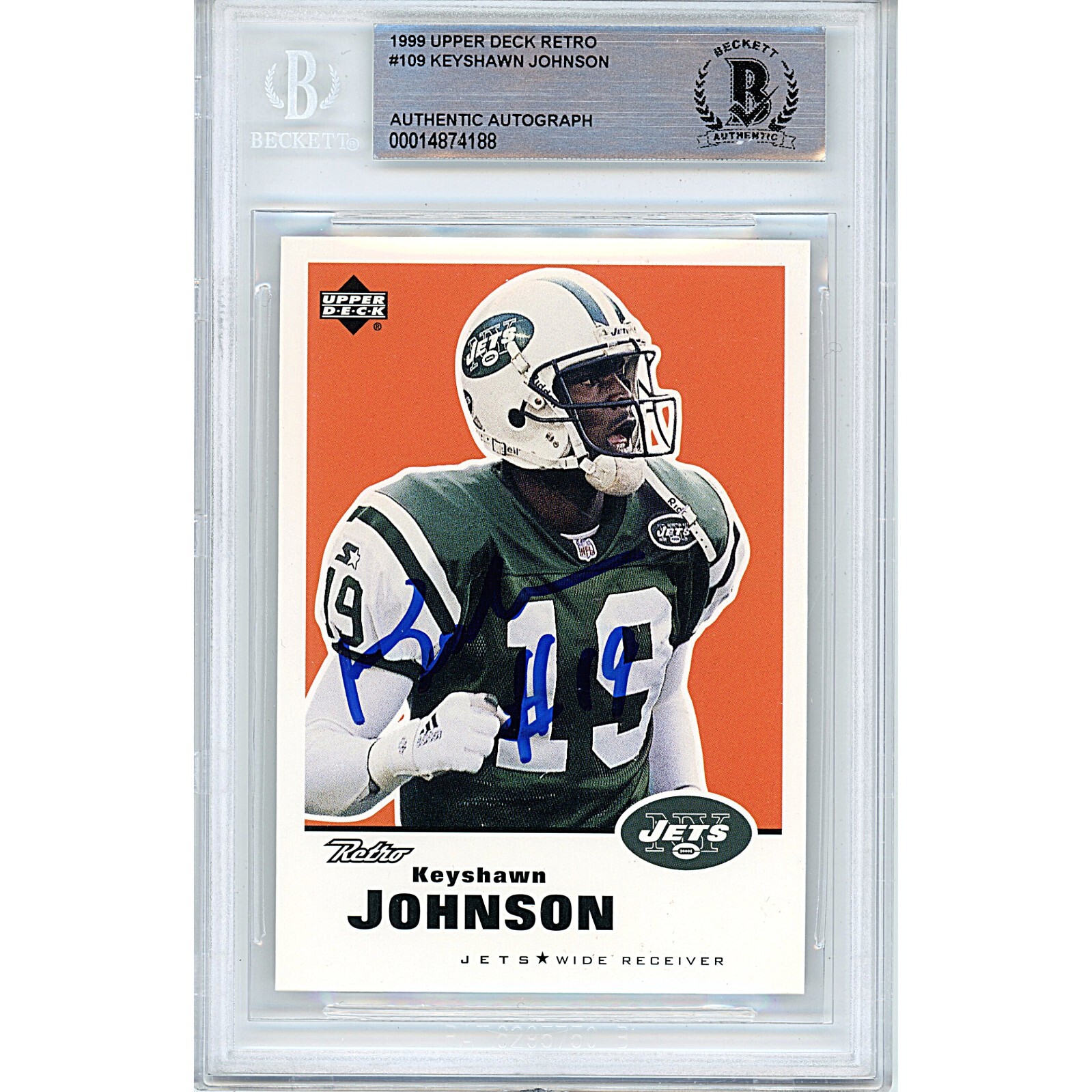 Keyshawn Johnson New York Jets Auto 1999 Upper Deck BAS Auth Autograph Slab NY