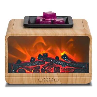 Shallow wood grain flame fireplace is smoke-free safe environmentally friendly