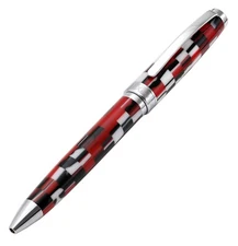 Xezo Urbanite II Sporty Red/Black/White Ballpoint Pen, Medium Tip. Chrome Plated