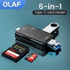 6in1 USB 3.0 Flash Drive TF Card Reader Adapter Type C OTG For iPhone Android PC