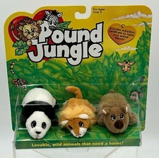 original POUND JUNGLE 1997 new sealed MOC Panda Rhino Lion mini plush puppies