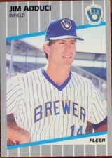 1989 Fleer Baseball Card No. 176 Jim Adduci Milwaukee Brewers Infield