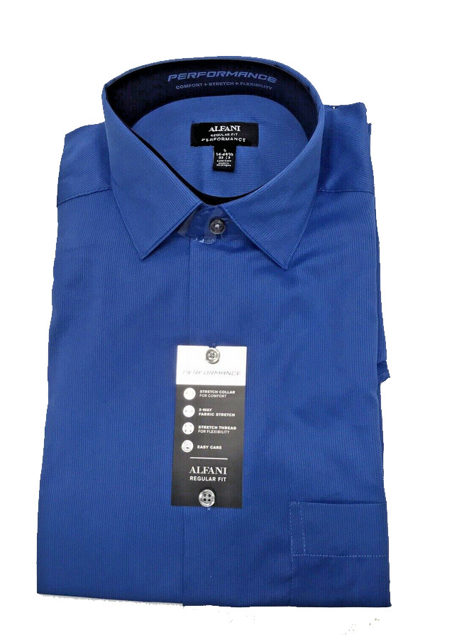 Alfani Mens Regular Fit Performance dress рубашка с воротником-стойкой СИНЯЯ S 14-1453233 5190₽