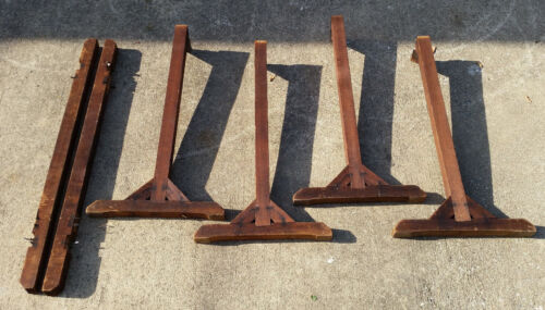 Vtg Antique Industrial coffee Table Desk end stand Legs Feet Quilt Stretcher Rug - Picture 1 of 9