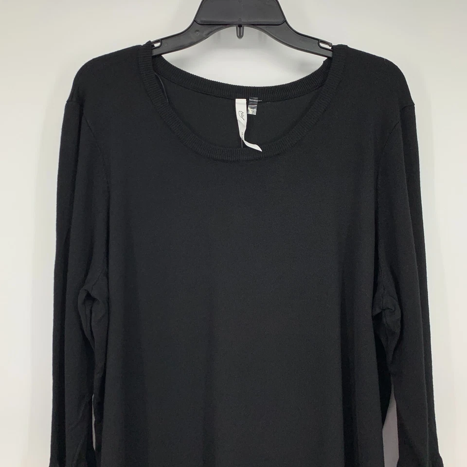 Vestido Suéter Colección NY Para Mujer Talla Grande 2X Negro Manga Campana Tejido Nuevo Con Etiquetas Foto 4 de 4