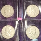 📈LOT of 4 🇺🇲🔥G-VG🔥1949-S 1950 1951 1953-S Franklin Silver Half Dollars 1322