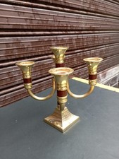 Portacandele In Ottone E Legno Metà Del 900