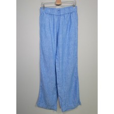 Talbots Womens S Linen Nantucket Pull On Wide Leg Pants Blue