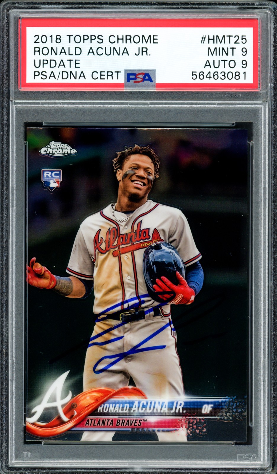 Ronald Acuna Jr Signed 2018 Topps Chrome Update RC HMT25 PSA 9 Sig 9 PSA/DNA