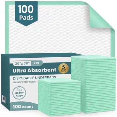 AOZITA 100 Pack Disposable Underpads 30 x 36 Incontinence Chux Pads Ultra Abs...