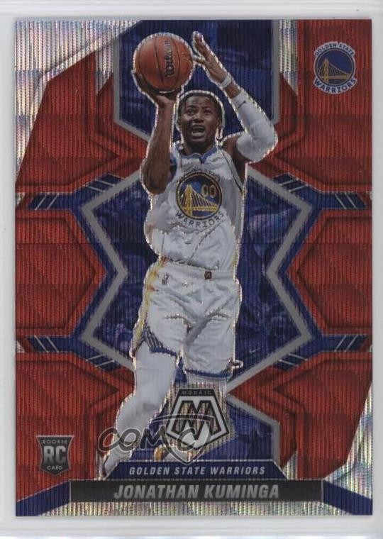 2021-22 Panini Mosaic Rookies Red Wave Mosaic Prizm Jonathan Kuminga #205 4f5