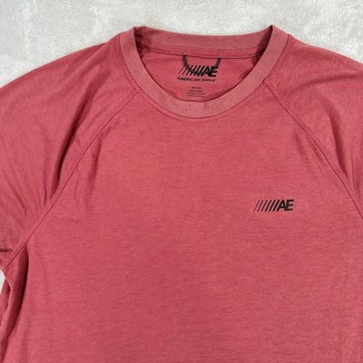American Eagle Mens Medium Red Raglan Short Sleeve Activewear T-Shirt AE Logo