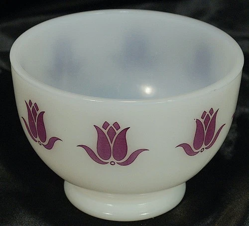 Vintage Fire King “Cottage Cheese Bowl”-Purple Tulip Pattern