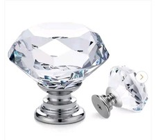 30 Pack Drawer Knobs Diamond Shaped Crystal Glass 30Mm Cabinet Knobs
