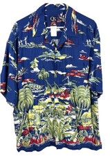 Vintage Quicksilver Hawaiian Mens Shirt Size Large Surfing Tropical Retro Tiki