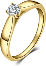 Classic 0.2Ct Cubic Zirconia Solitaire Engagement Rings for Women, 925 Sterling