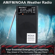 NOAA Weather Radio AM/FM Portable - Strong Reception, Battery Operated