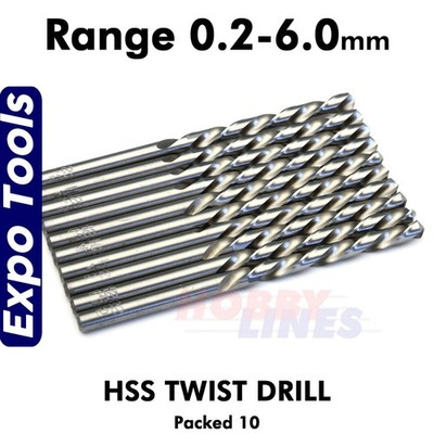 HSS Spiralbohrer Sortiment 0,2 mm-6,0 mm 10er Pack Schnellarbeitsstahl Expo Tools