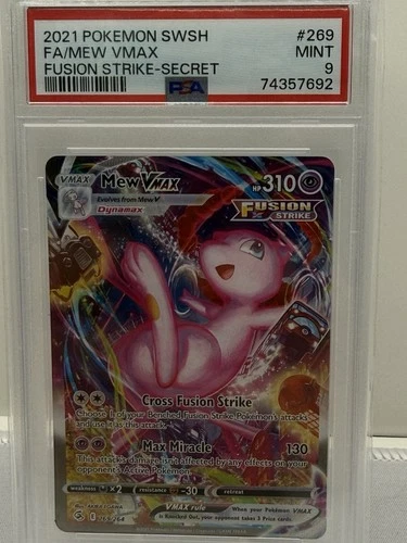 Pokémon TCG Mew VMAX 269/264 Fusion Strike Alt Art Secret Rare Holo PSA 9