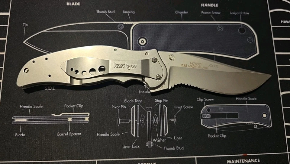 Kershaw Storm II 1475ST XXXX Blem Combo Serrated Frame Lock Ken Onion USA 2007 - Image 2 of 2