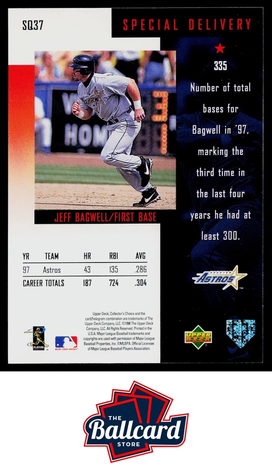 1998 Collector's Choice #SQ37 Jeff Bagwell StarQuest - Image 2 of 2