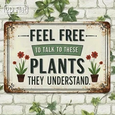 2D Flat Vintage Tin Sign for Plant Lovers Rustic Floral Wall Art 