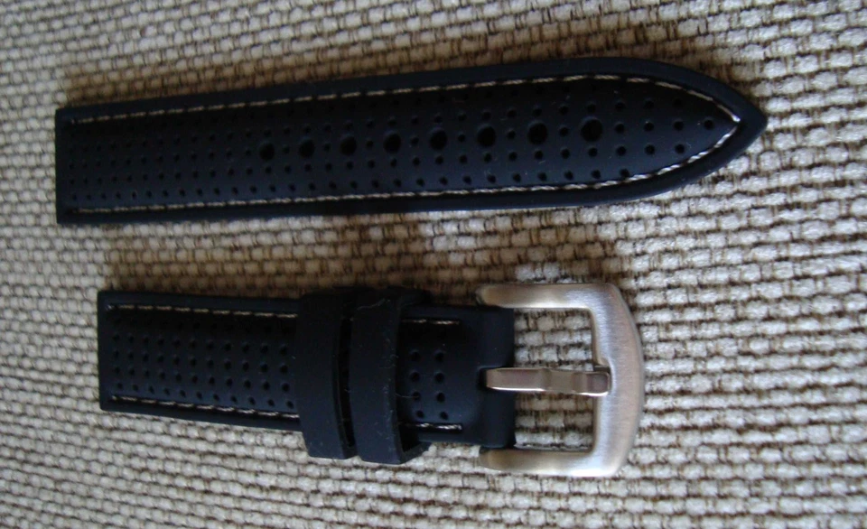 Correa de reloj de buceo de silicona ventilada DeBeer 20 mm con costuras, barras de lengüeta de tracción Foto 4 de 4