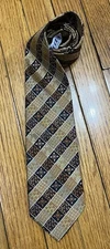 Altea Italian Silk Tie Black/Gold/Rust Diamond Pattern w/Floral 4"x58.5"