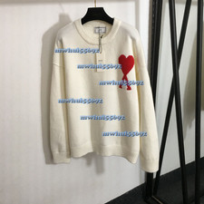 Ami love A letter pullover long sleeve sweater, white, red, blue, gray, black,