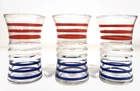 3 Vintage Anchor Hocking Red White & Blue Betsy Ross Striped Tumblers  No Issues