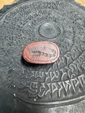 Red Jasper Scarab Beetle Seal – Carved Egyptian Scarab with Scorpion Motif, Anc