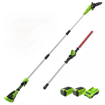 40V Akku Hochentaster und Heckenschere Greenworks G24PSHK2x mit (2)x2Ah Batterie