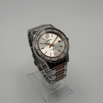 Casio Damen Uhr LTP-1359 Bicolor Silber Rose-Gold Datum Quartz